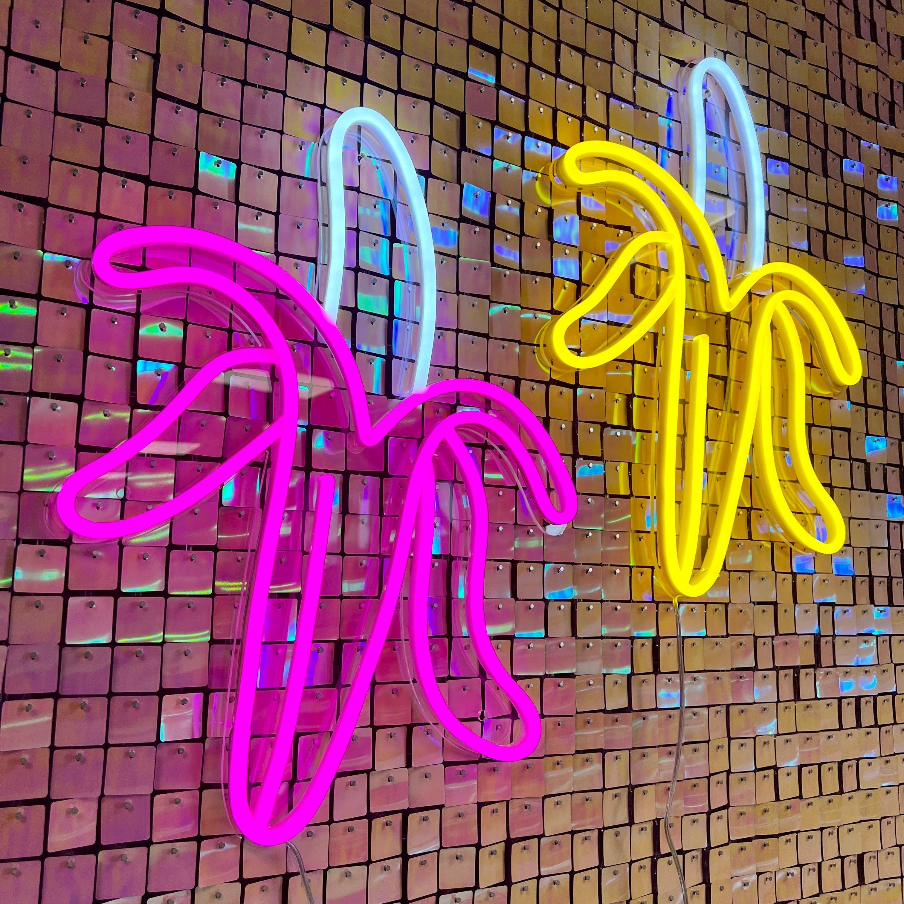 "Banan" Led neonskylt. Hot pink.