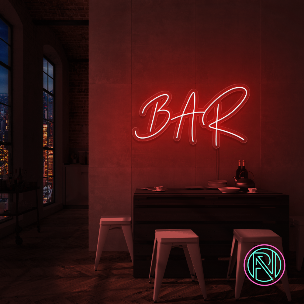 "Bar" Led neonskylt. 55x100cm.