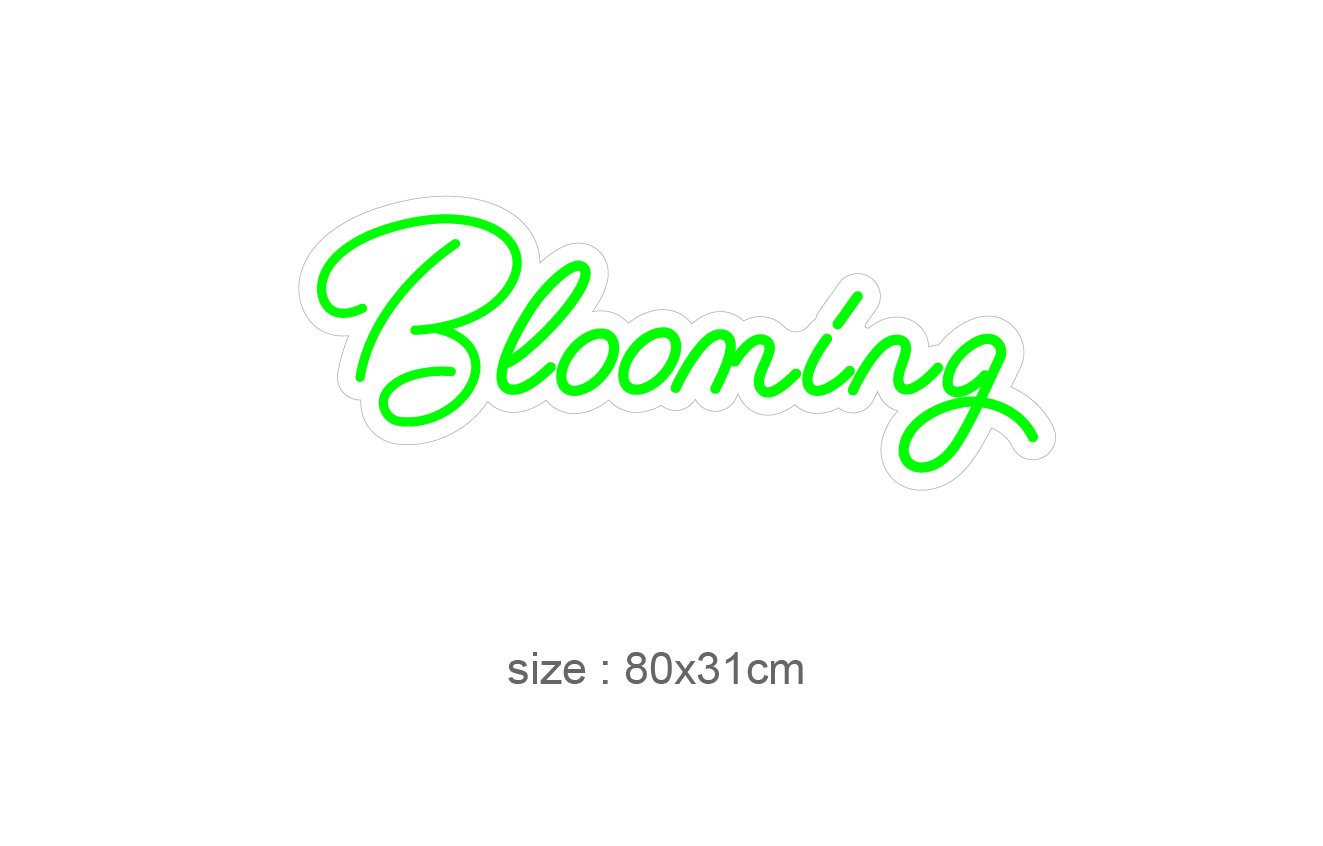 "Blooming" Led neonskylt. 80x31cm. Välj önskad färg.