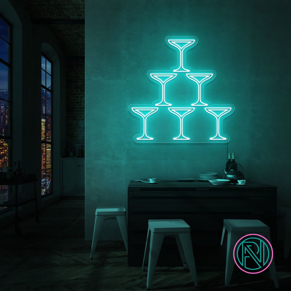 "Champagne" Led neonskylt. Välj önskad färg.
