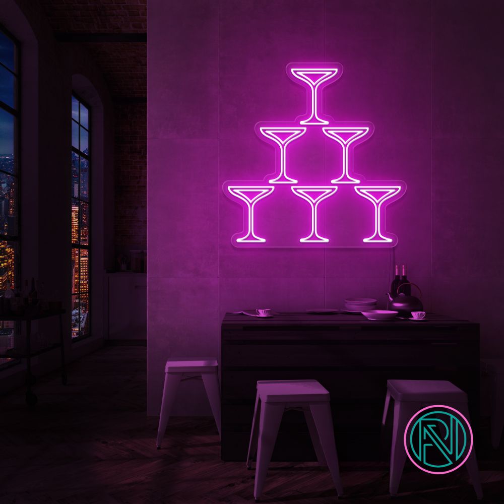 "Champagne" Led neonskylt. Välj önskad färg.