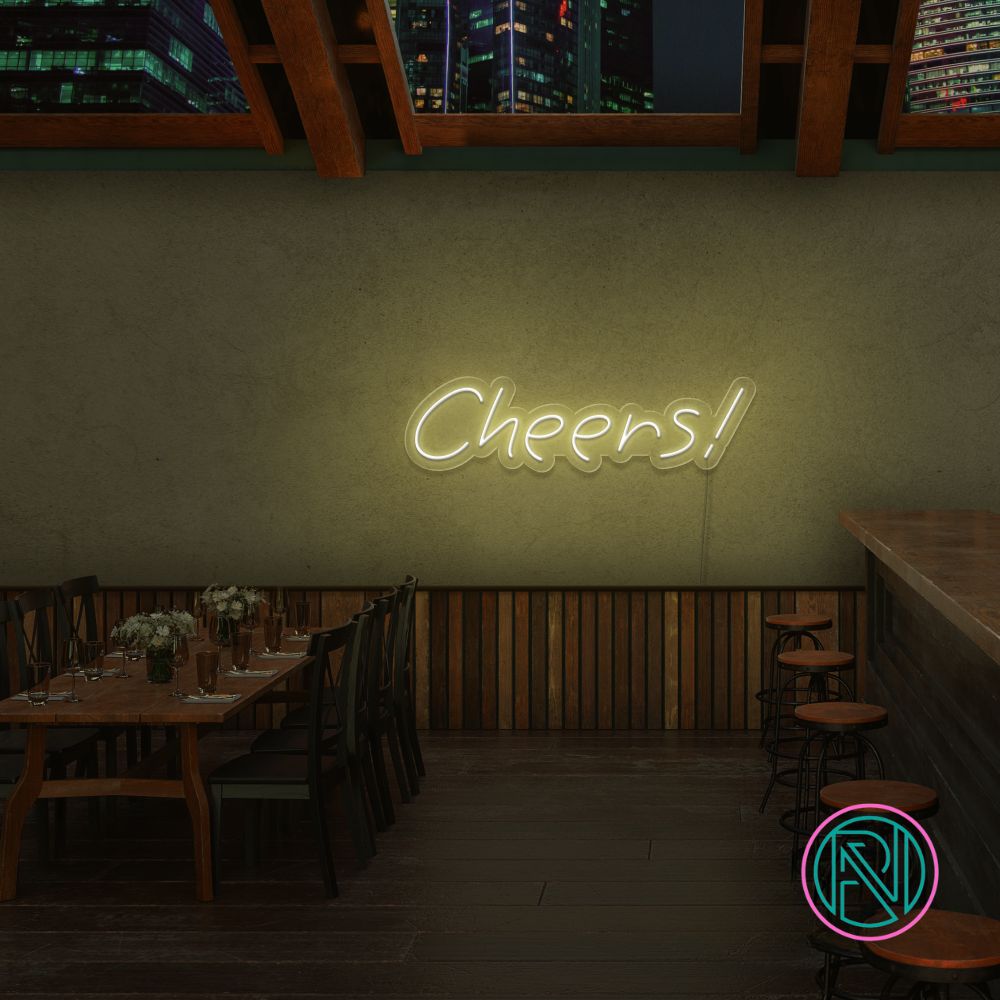 "Cheers!" Led neonskylt.