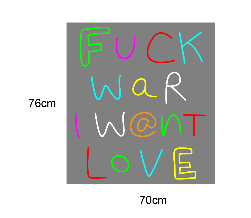 "FUCK WAR" Spegel med Led neonskylt.