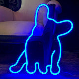 "Fransk Bulldog" Led neonskylt. Royal Blue.
