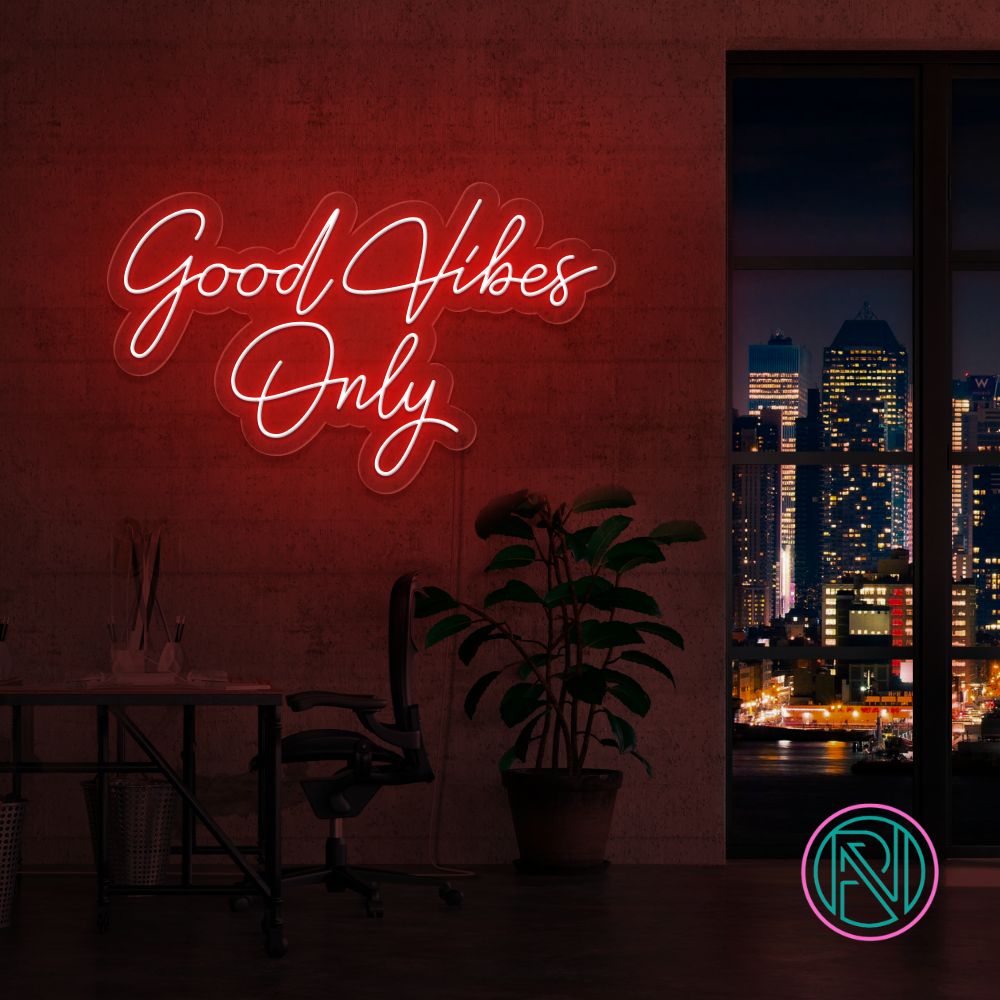 "Good Vibes Only" Led neonskylt. 78x48 cm.