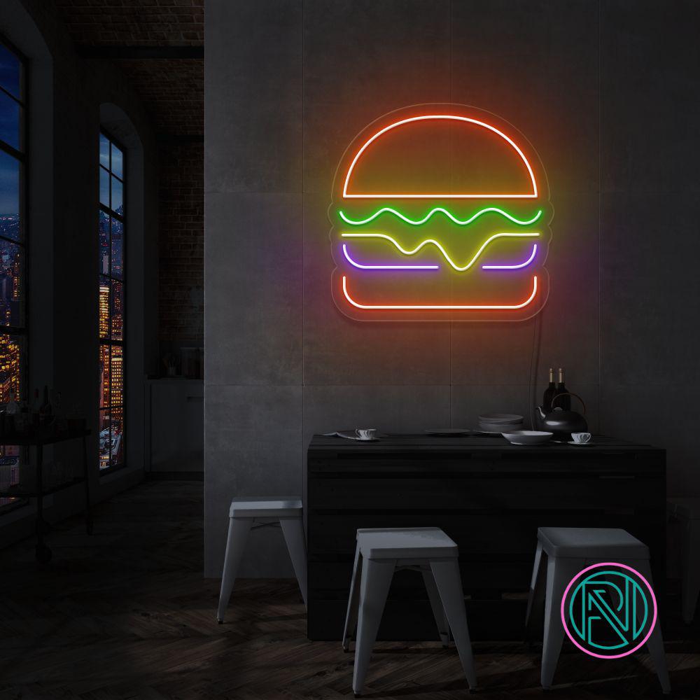 (HAMBURGER) Led neonskylt.