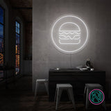 "Hamburger i sirkel"Led neonskylt. Välj önskad färg.