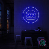 "Hamburger i sirkel"Led neonskylt. Välj önskad färg.