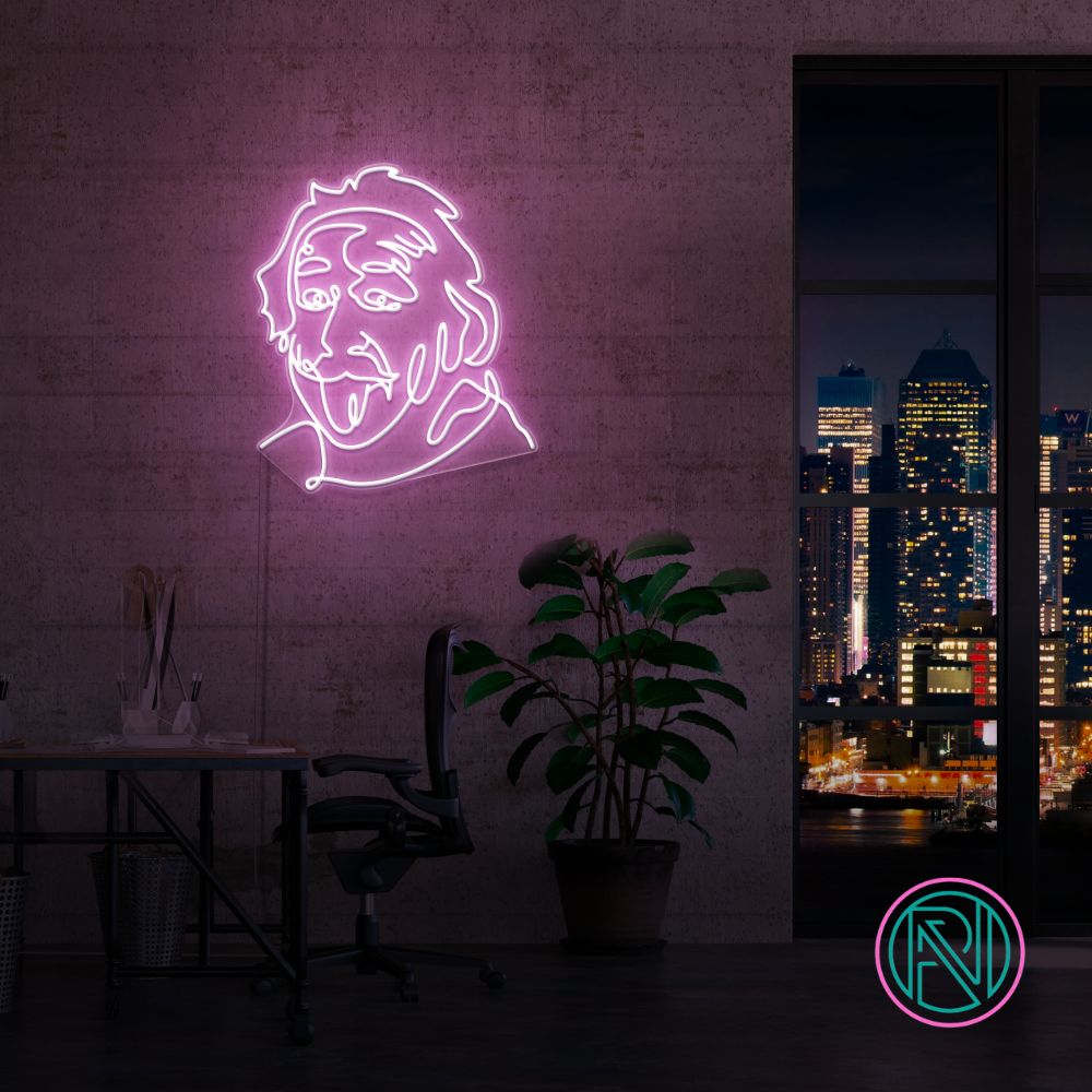 Neonskylt "Einstein" 80x93 cm. Välj önskad färg.