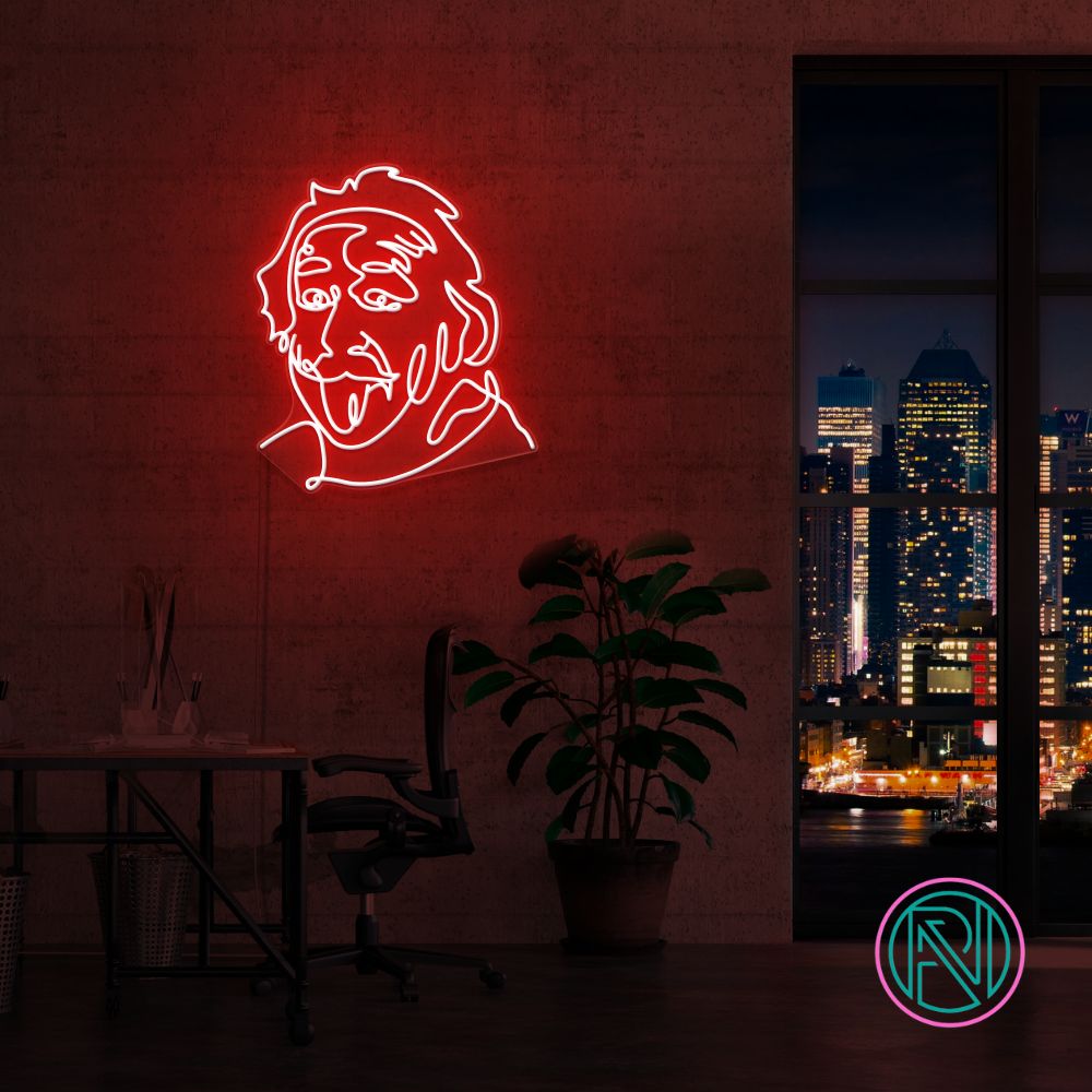 Neonskylt "Einstein" 80x93 cm. Välj önskad färg.
