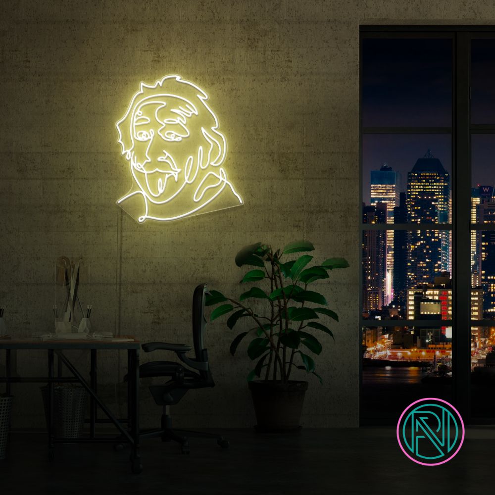 Neonskylt "Einstein" 80x93 cm. Välj önskad färg.