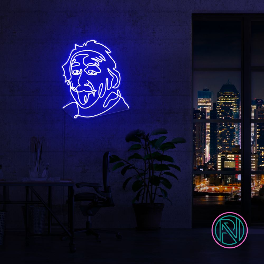Neonskylt "Einstein" 80x93 cm. Välj önskad färg.
