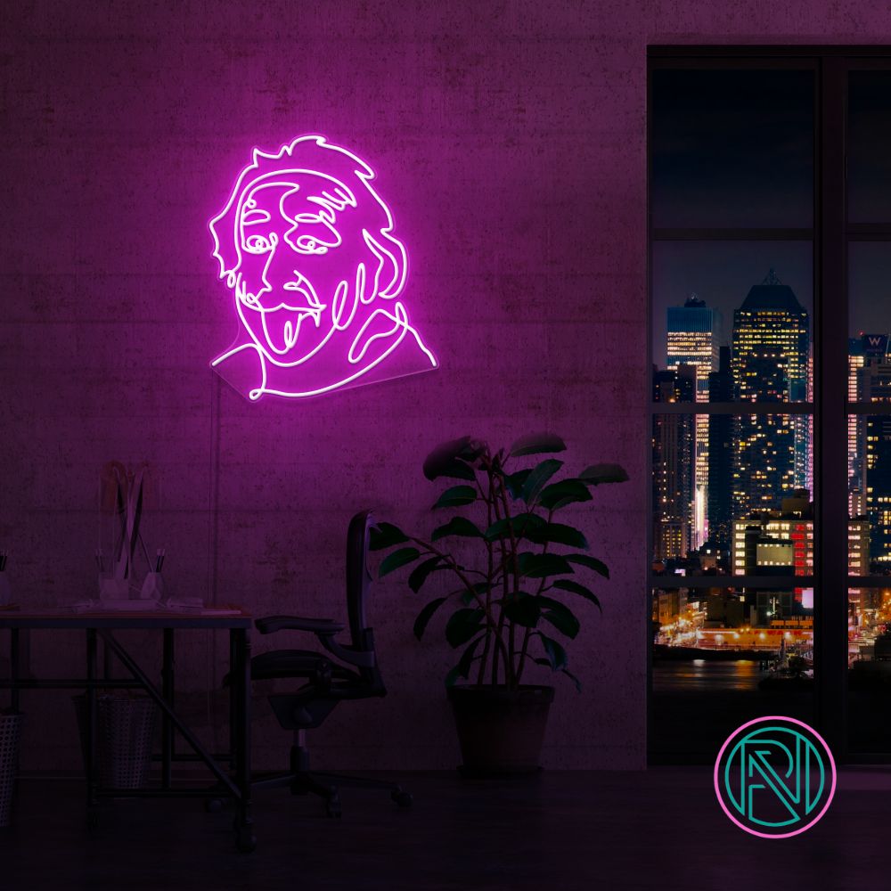 Neonskylt "Einstein" 80x93 cm. Välj önskad färg.