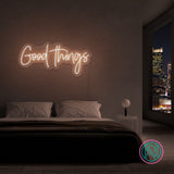 Neonskylt "Good Things" 99x47 cm. Välj önskad färg.