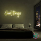 Neonskylt "Good Things" 99x47 cm. Välj önskad färg.