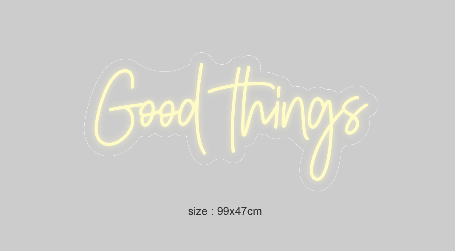 Neonskylt "Good Things" 99x47 cm. Välj önskad färg.