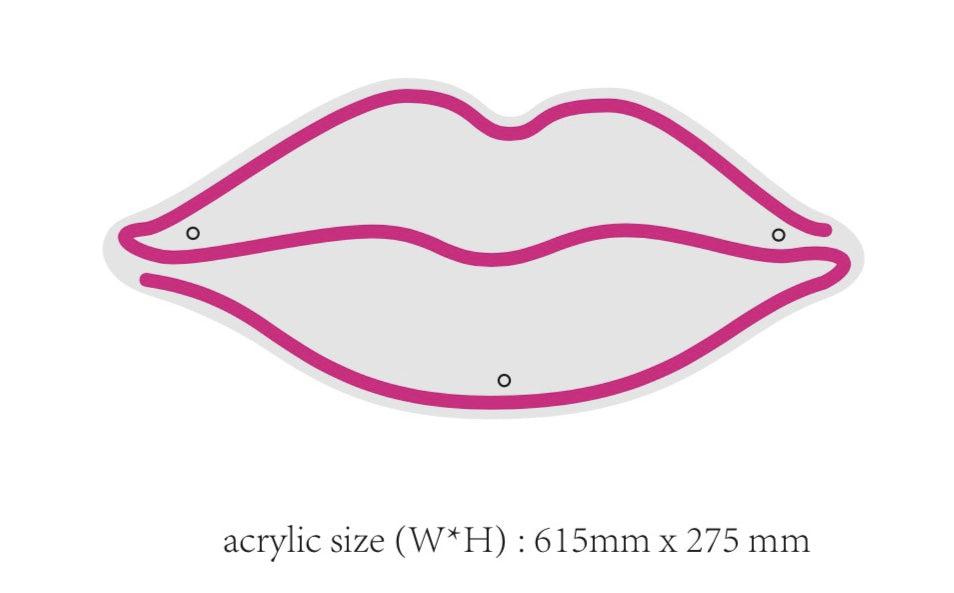 Neonskylt "Kyssemunn" Hot pink.
