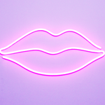 Neonskylt "Kyssemunn" Hot pink.
