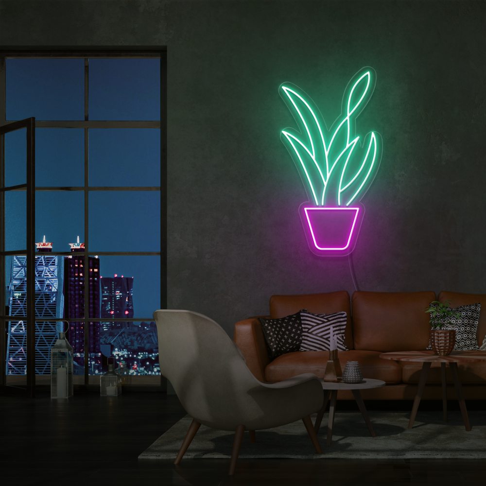 "Plante Svigermorstunge" Led neonskylt