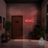 "WC m pil" Led neonskylt. 14 färger