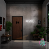 "WC m pil" Led neonskylt. 14 färger