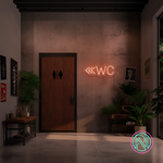 "WC m pil" Led neonskylt. 14 färger