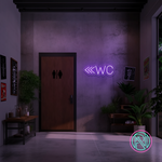 "WC m pil" Led neonskylt. 14 färger