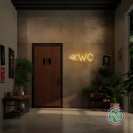"WC m pil" Led neonskylt. 14 färger