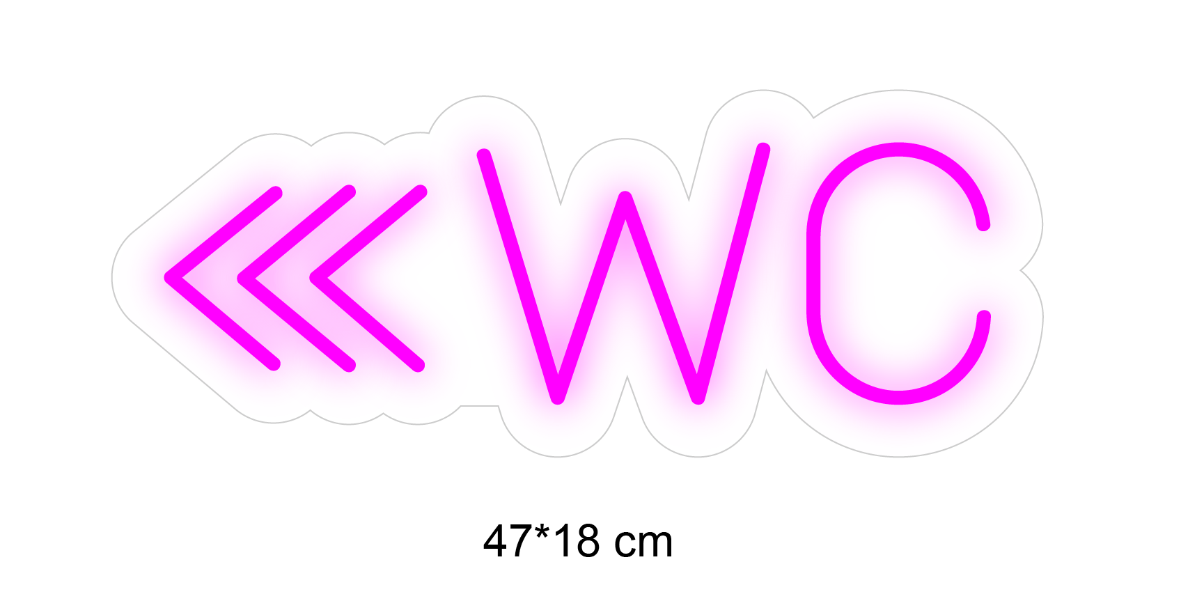 "WC m pil" Led neonskylt. 14 färger