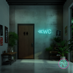 "WC m pil" Led neonskylt. 14 färger