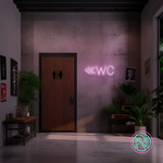 "WC m pil" Led neonskylt. 14 färger