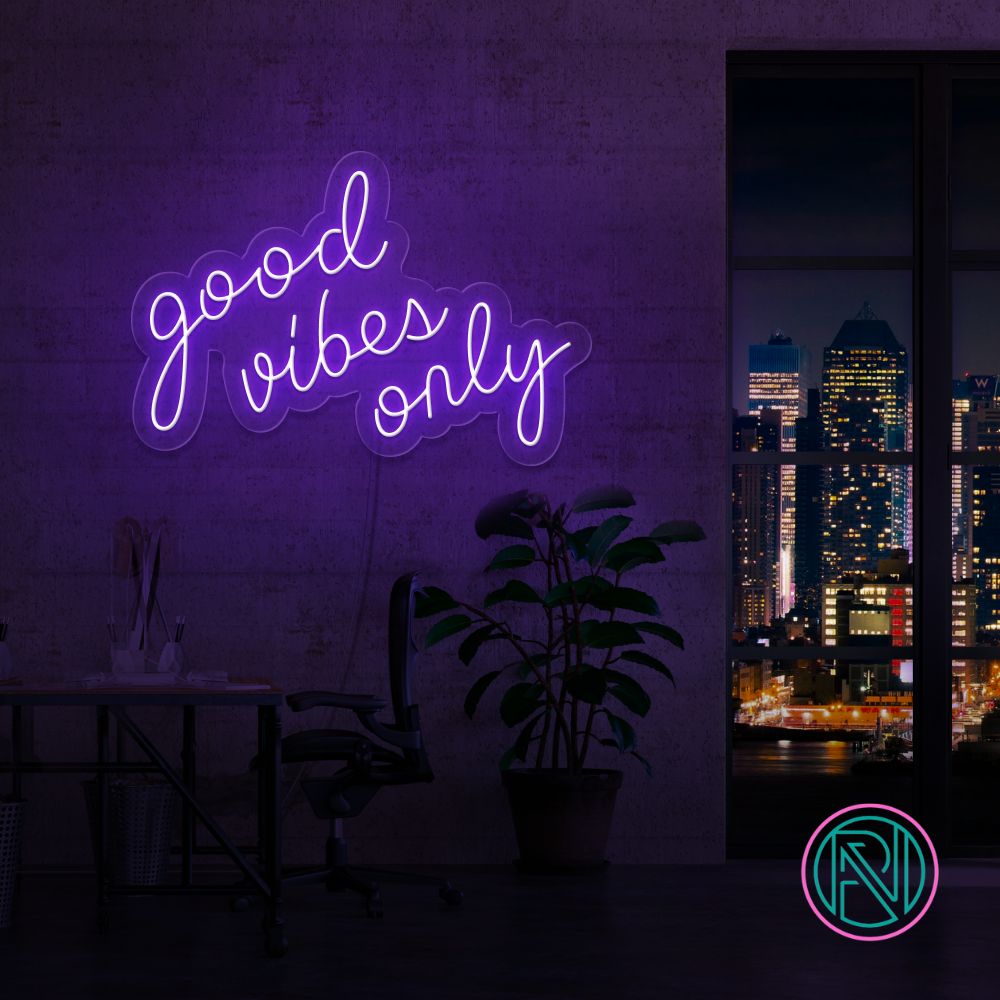 "good vibes only" Led neonskylt. 52x36 cm. Välj önskad färg!